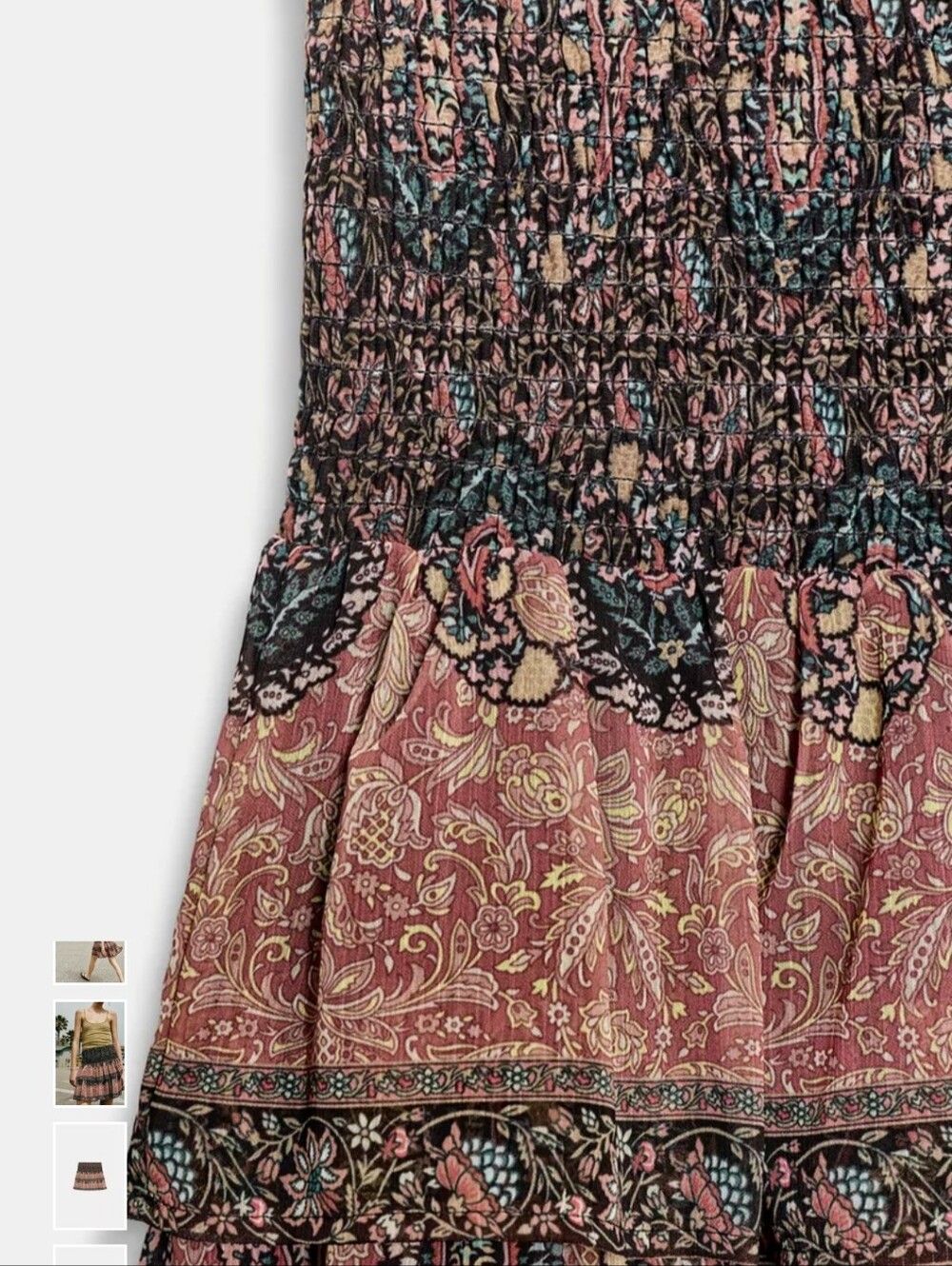 Zara Pink Paisley Tiered Mini Skirt with Black Trim - Picture 9 of 12